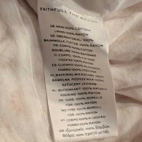 Faithfull The Brand Orange White Gabelli Mini Dress Puff Sleeves Size Large - Picture 7 of 8